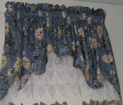 blue flowered valance